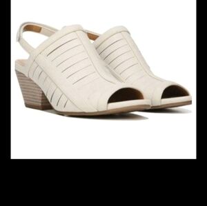 NATURAL SOUL Dayna Shell mooth Cream Slingback Stacked BlockHeel Sandals.6.5 NWT